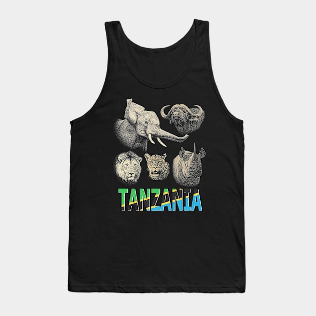 Tanzania Big Five Africa Safari Tank Top by scotch